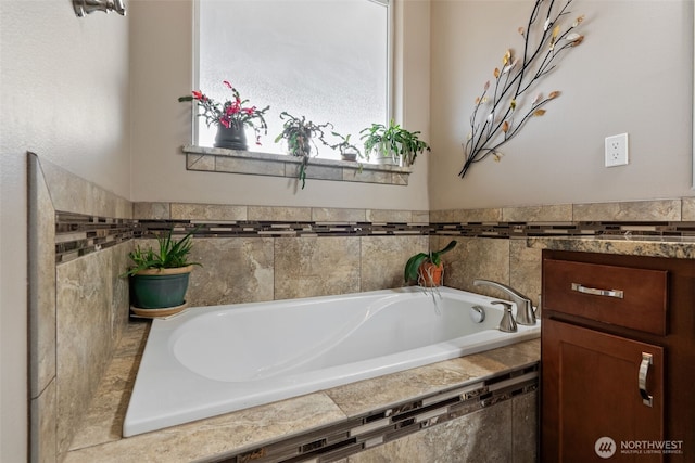 bathroom featuring a garden tub