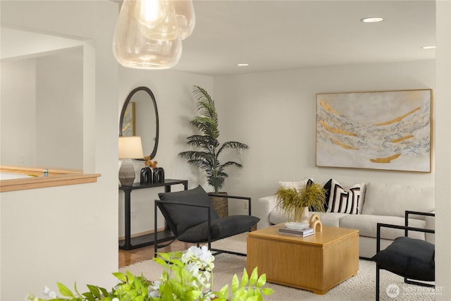 sitting room featuring recessed lighting