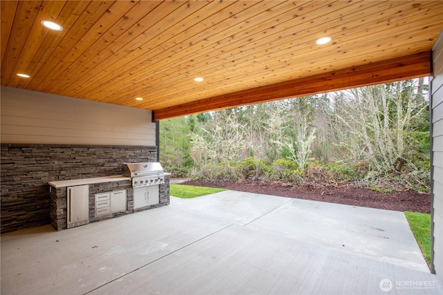 view of patio / terrace featuring area for grilling and a grill