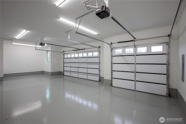 garage with a garage door opener