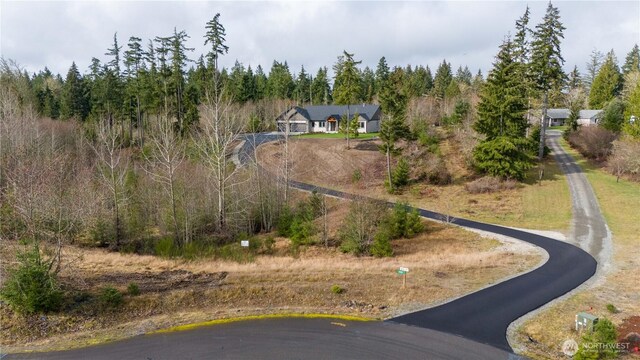 bird's eye view featuring a forest view