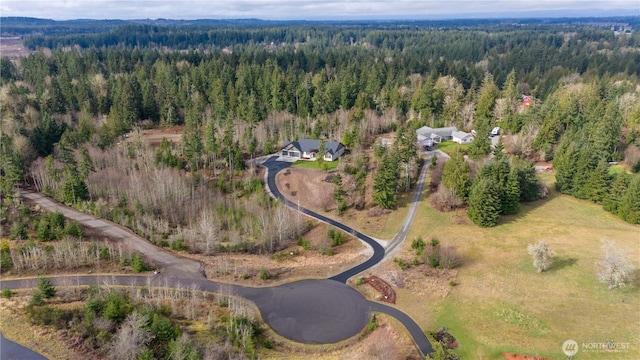 bird's eye view with a view of trees