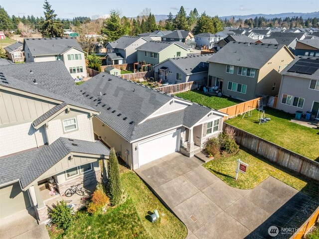 bird's eye view with a residential view