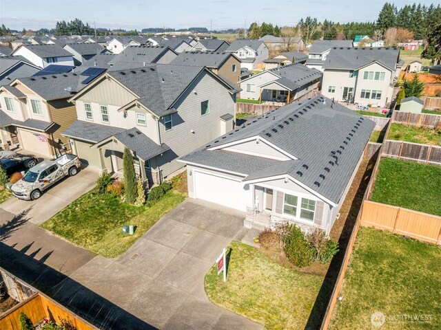 aerial view with a residential view