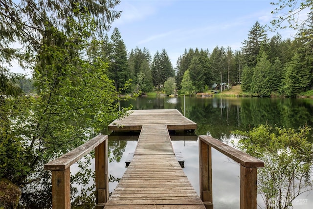 view of dock featuring a water view