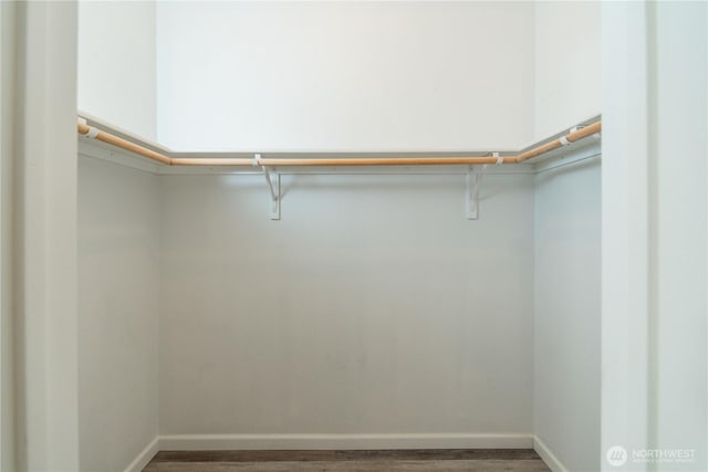 spacious closet with wood finished floors