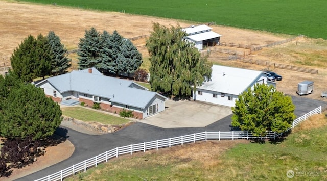 bird's eye view featuring a rural view