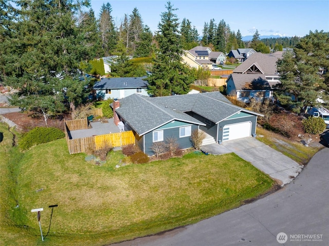 aerial view with a residential view