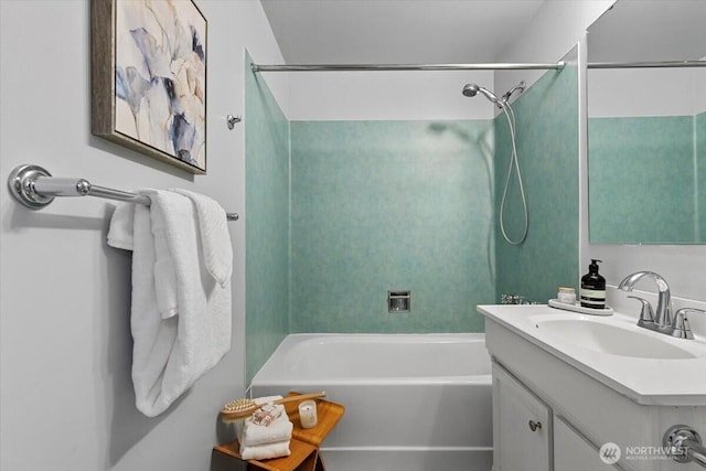 full bathroom featuring vanity and shower / tub combination