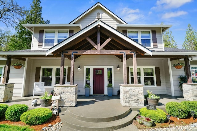 view of front of home with covered porch