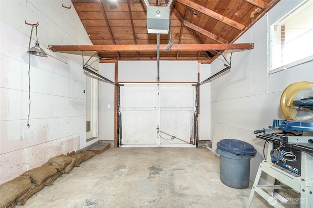 garage with a garage door opener