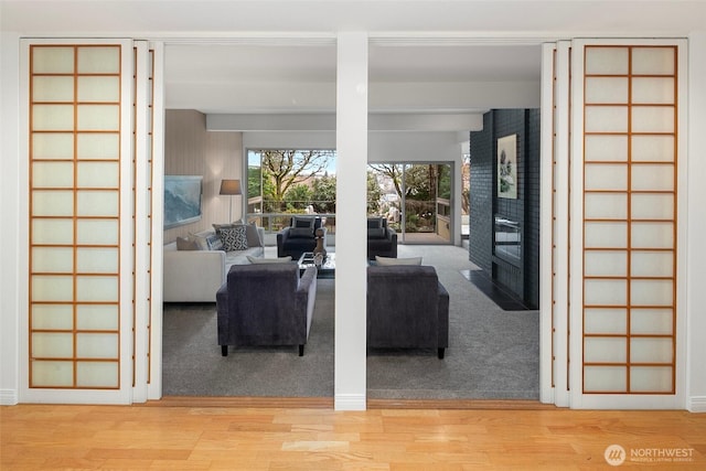 living area with wood finished floors