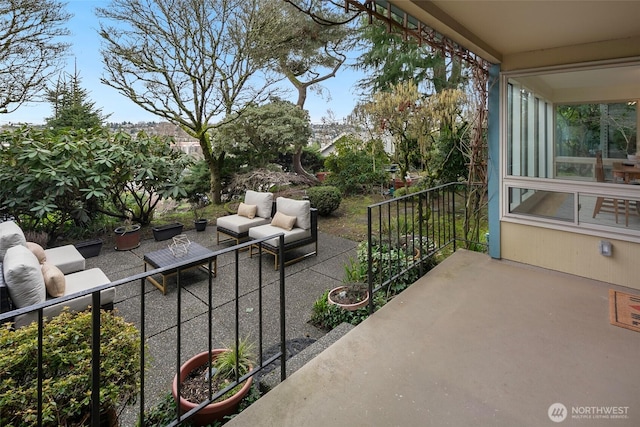 balcony with an outdoor hangout area