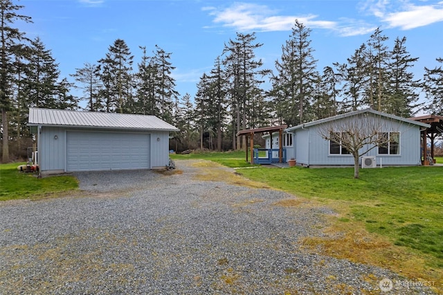 view of detached garage