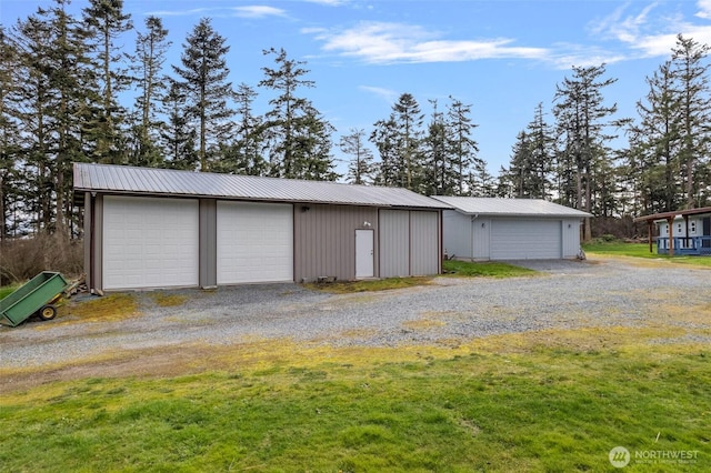 view of detached garage