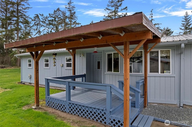 deck featuring a yard