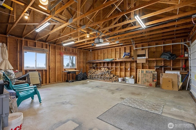 garage with a garage door opener