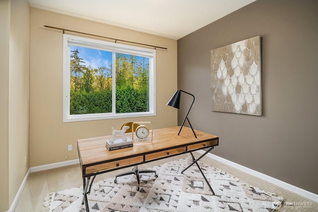 office area with baseboards and carpet flooring