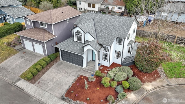 bird's eye view with a residential view