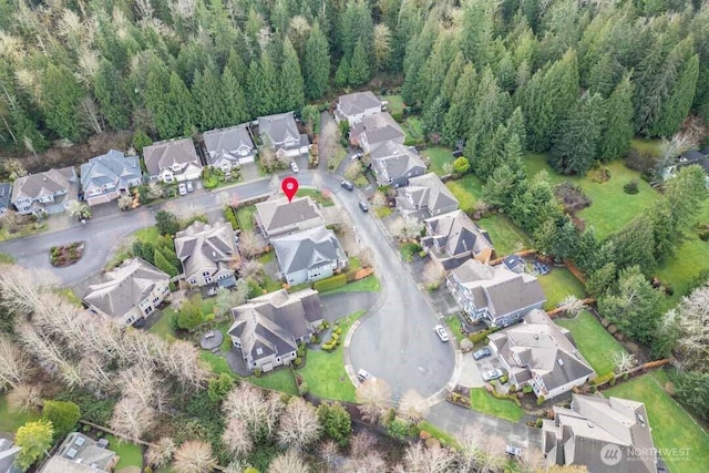 aerial view with a residential view