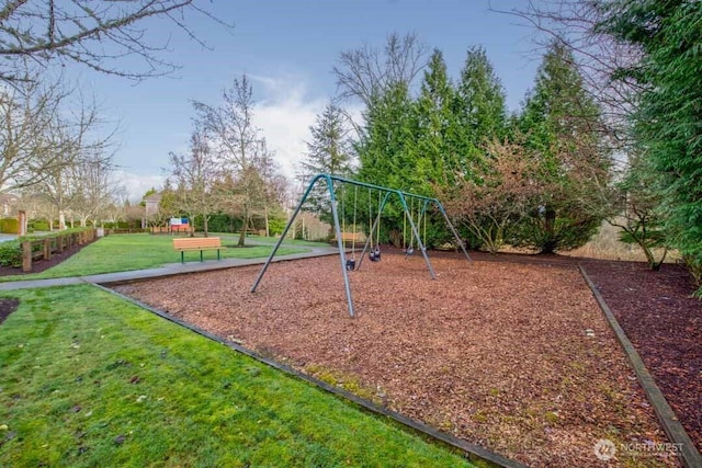 community playground with a lawn