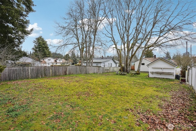 view of yard featuring a fenced backyard