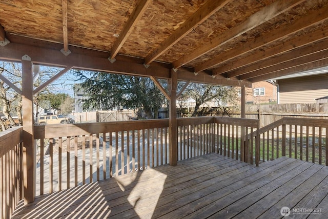 wooden deck featuring a fenced backyard