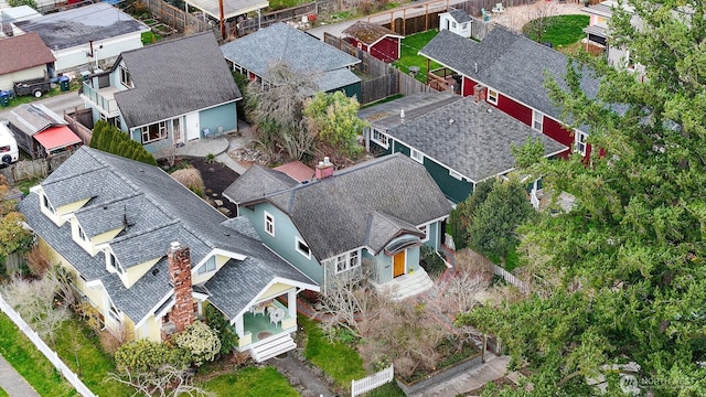 drone / aerial view with a residential view