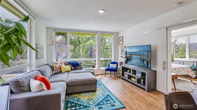 living room with light wood-style floors