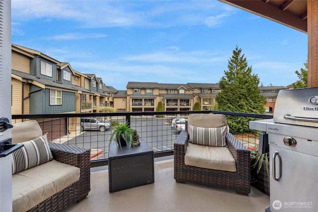 balcony featuring a residential view and area for grilling