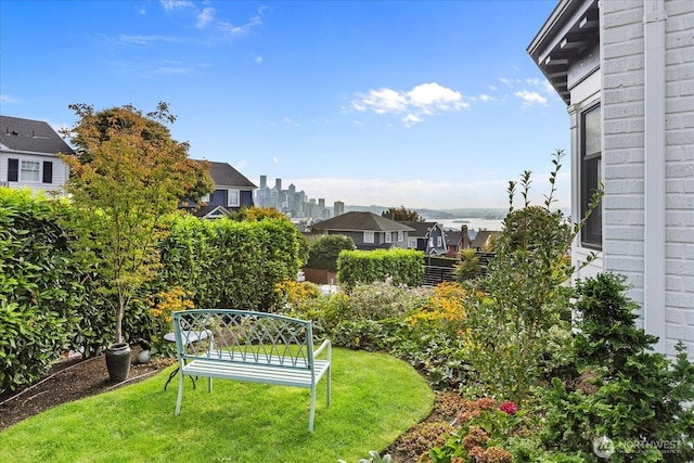 view of yard featuring fence