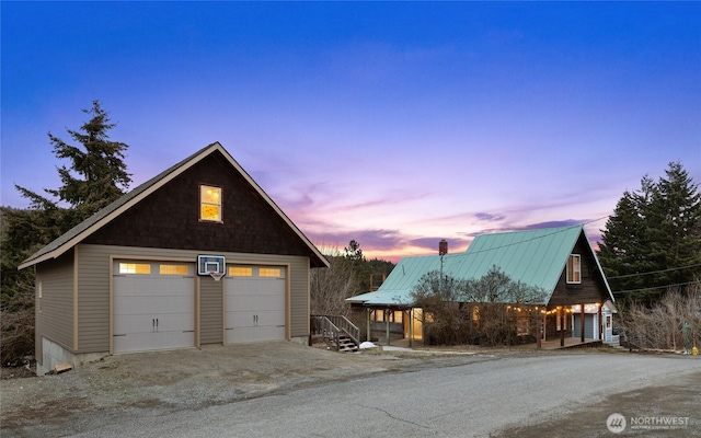 view of detached garage