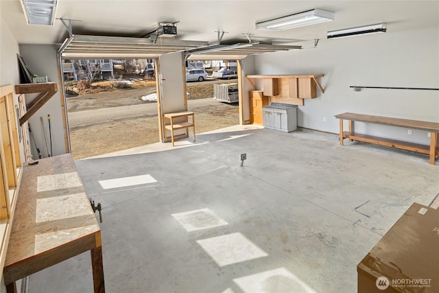 garage with a garage door opener