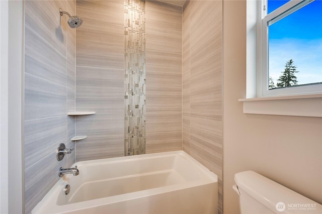 full bathroom featuring shower / bathing tub combination and toilet