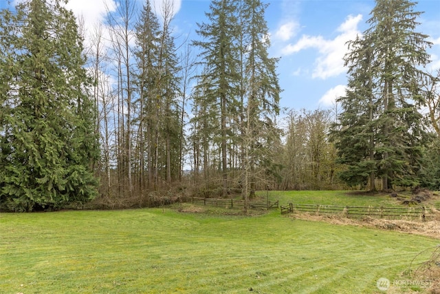 view of yard featuring fence