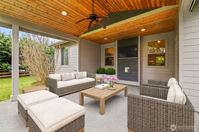 view of patio / terrace featuring outdoor lounge area and a ceiling fan