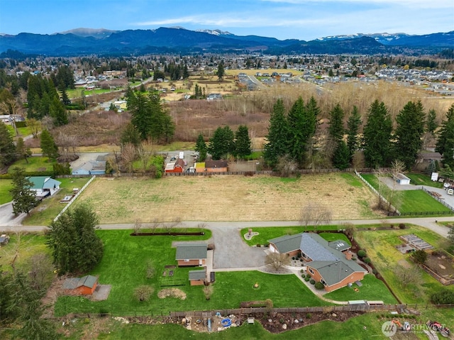 aerial view with a mountain view