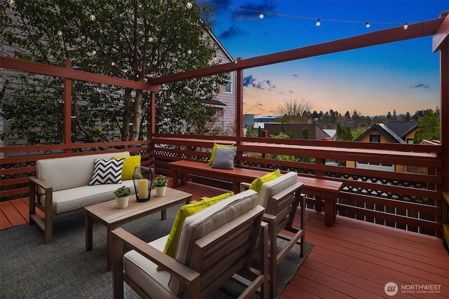 deck featuring outdoor lounge area