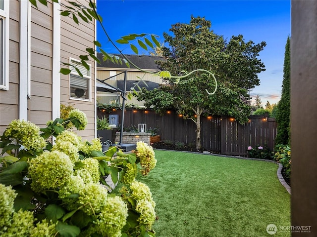 view of yard featuring a vegetable garden and fence