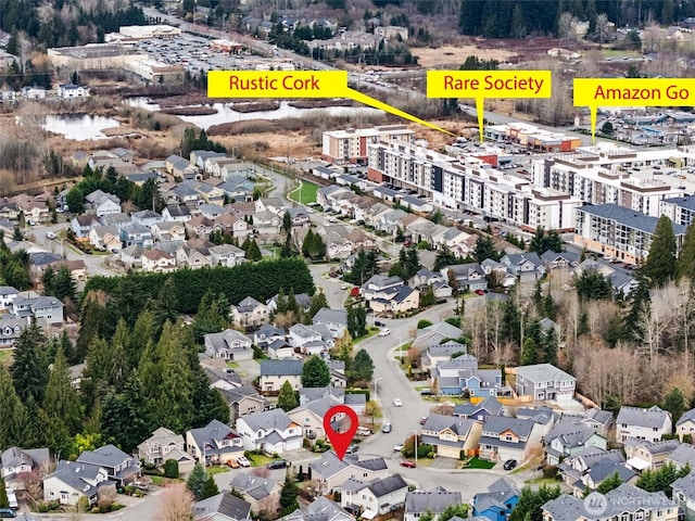 aerial view featuring a residential view