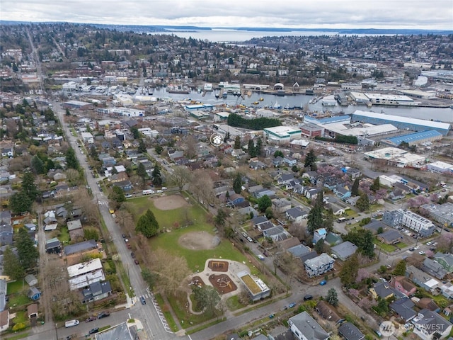 bird's eye view featuring a water view