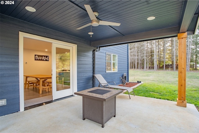 view of patio / terrace featuring a ceiling fan