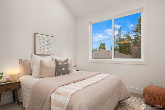 bedroom featuring baseboards and carpet