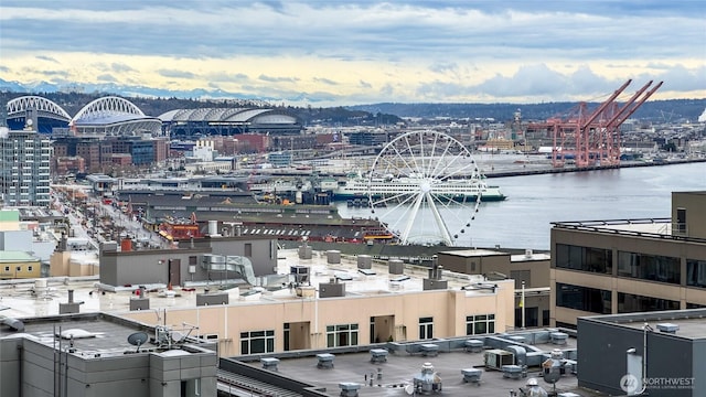 city view with a water view