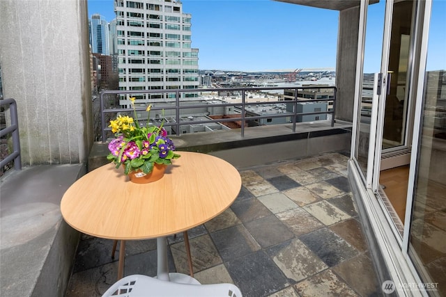 balcony with a view of city