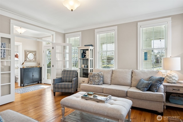 221 Meriweather St, Pacific Beach, WA 98571 - living room with crown molding and wood finished floors