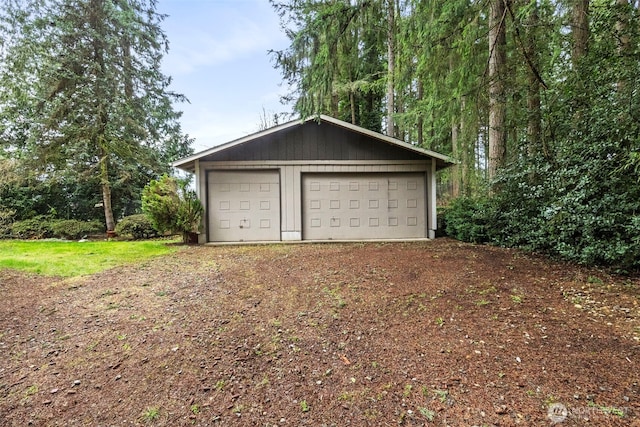 view of detached garage