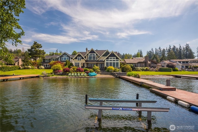 view of dock featuring a water view