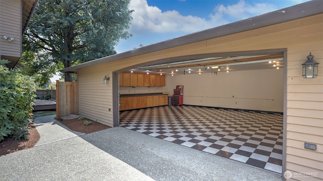 garage with driveway