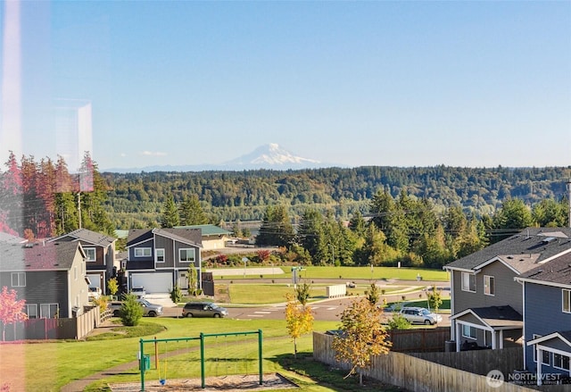 exterior space with a view of trees and a residential view